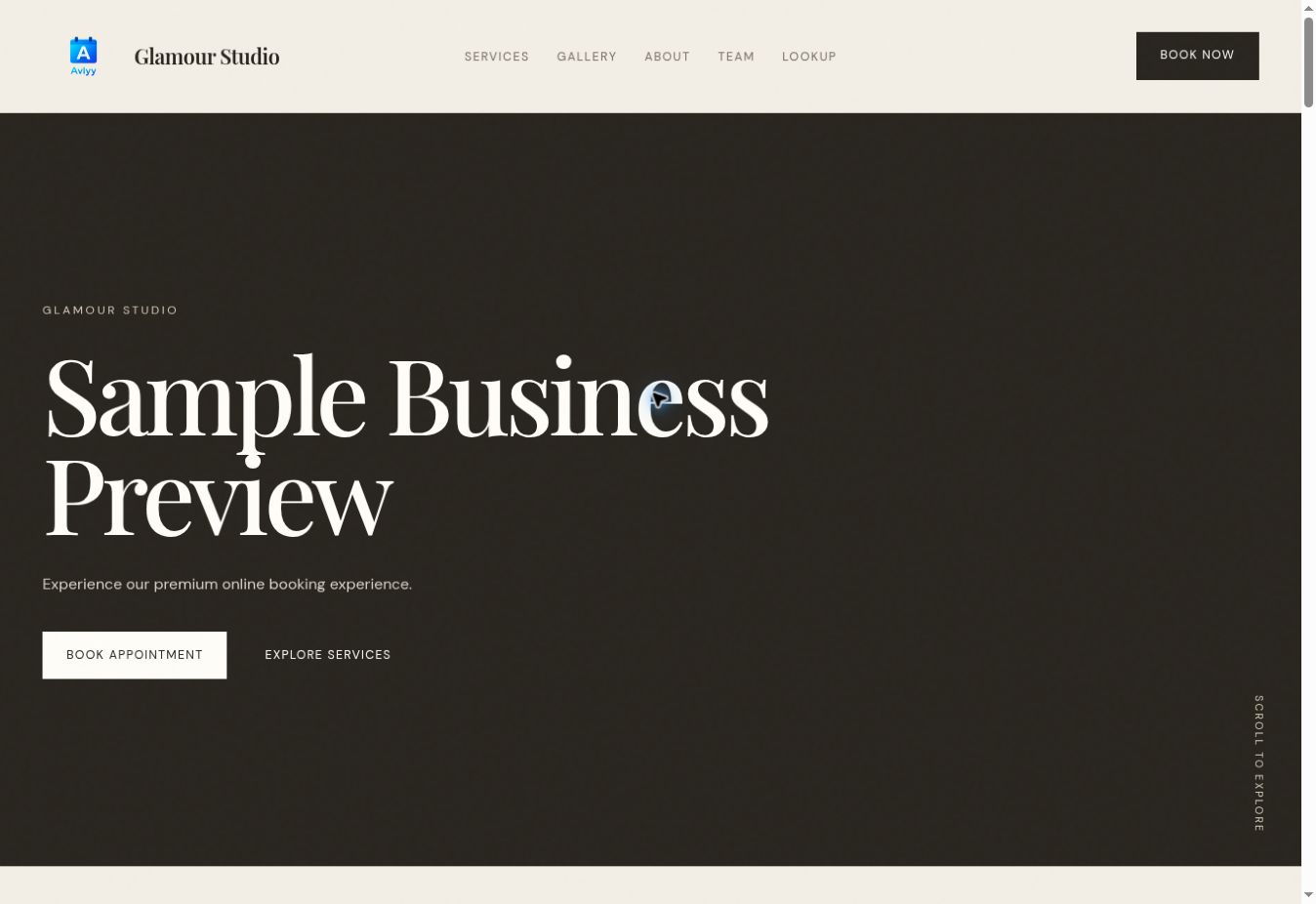 Editorial booking website preview